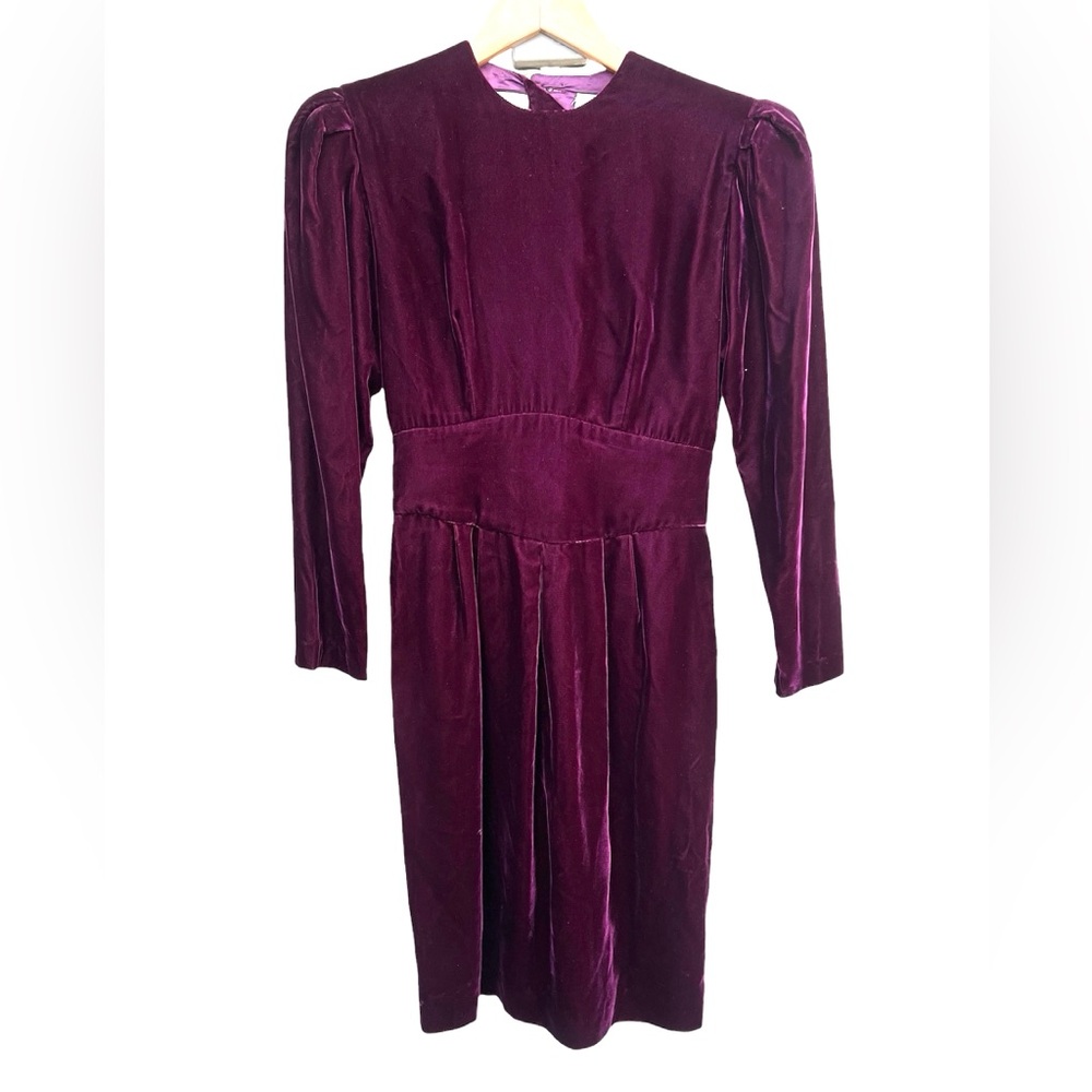 Vintage 90’s Liz Claiborne Purple Velvet Midi Cocktail Dress Size 4